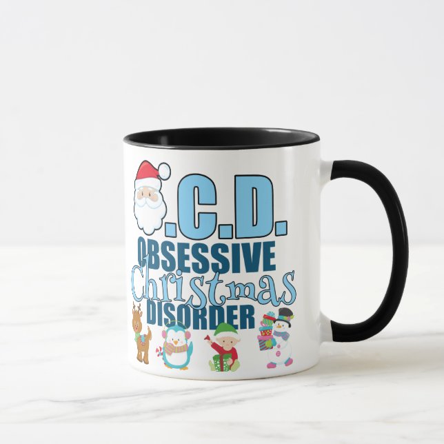 Tasse Trouble obsessionnel de Noël (bleu) (Droite)