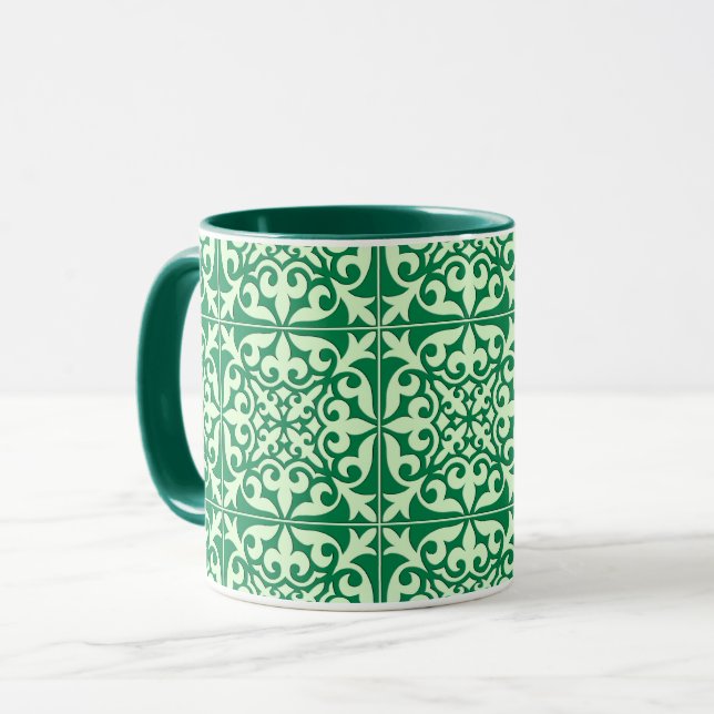 Tasse Tuile marocaine - émeraude et vert clair (Devant gauche)