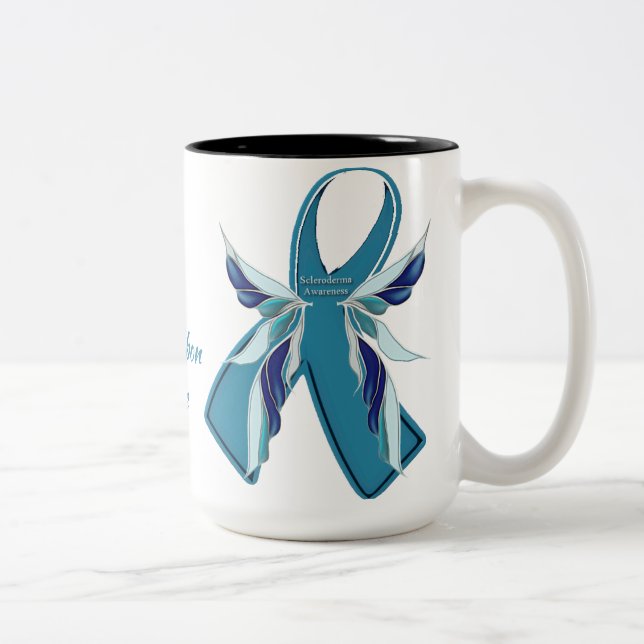 Tasse turquoise de cause de ruban de conscience de (Droit)