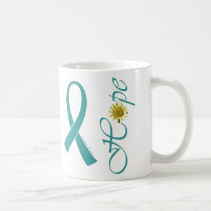 Tasse turquoise d'espoir de ruban