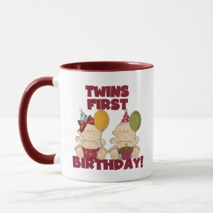 Tasse Twins 1er Anniversaire T-shirts et cadeaux garçon/