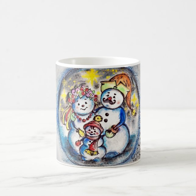 Tasse ukrainienne de famille de bonhommes de neige (Centre)