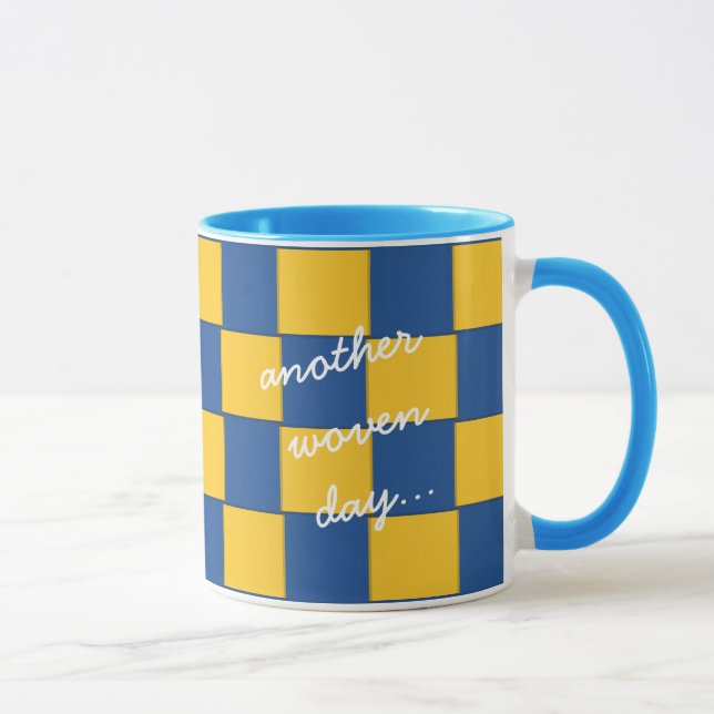 Tasse Un autre jour tissé bleu et jaune (Droite)