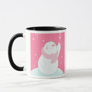Tasse Un bonhomme de neige atteignant pour un flocon de