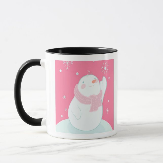 Tasse Un bonhomme de neige atteignant pour un flocon de (Gauche)
