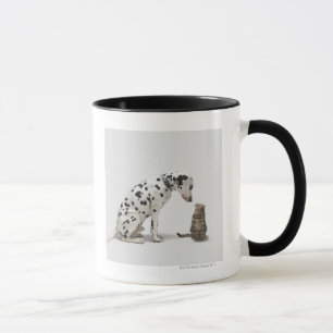 Tasse Un chien regardant un chat
