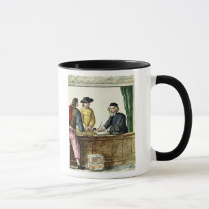 Tasse Un commerçant juif avec deux clients