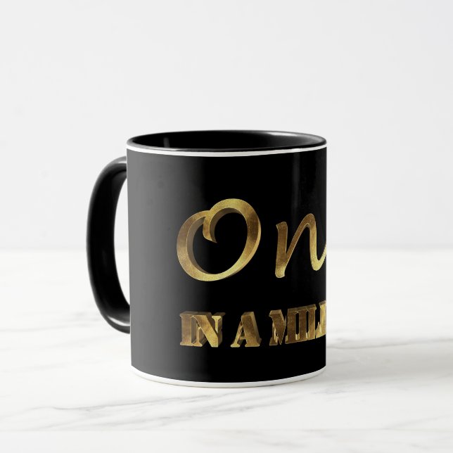 Tasse Un dans million de typographie élégante de brun (Devant gauche)