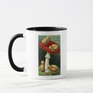 Tasse Un EasterChicks heureux sur le champignon rouge