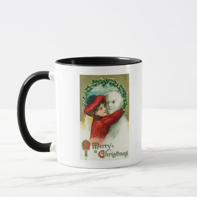 Tasse Un joyeux Noël serrant la scène de Snowman (Gauche)