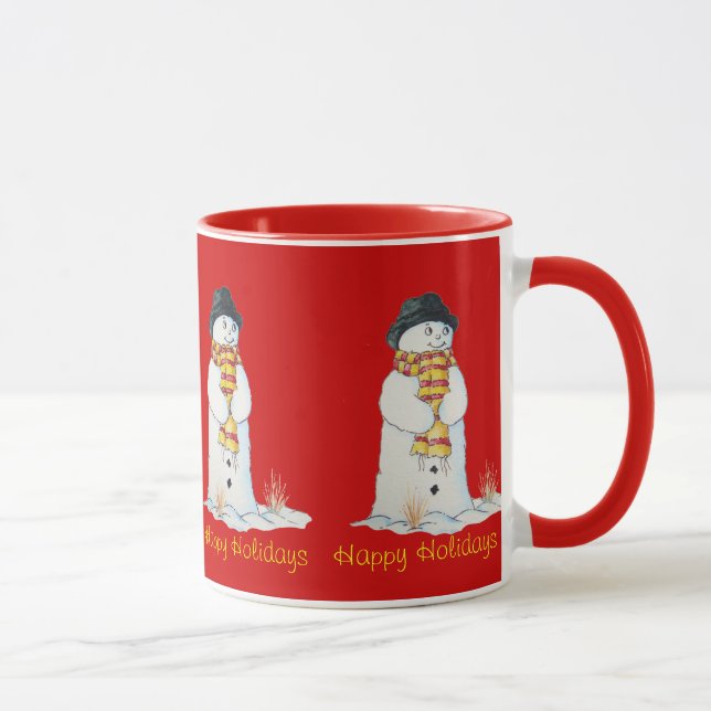 Tasse Un mignon bonhomme de neige avec note pour père No (Droite)