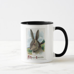 Tasse Une joyeuse scène de lapin gris Eastertide