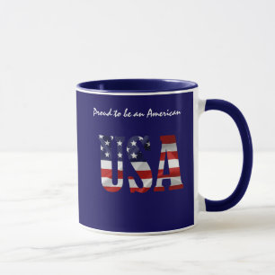 Tasse USA Fier d'être un Américain personnalisable