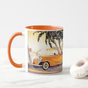 Tasse Vacances familiales vintage dans une voiture décap