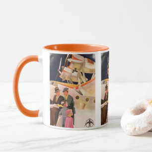 Tasse Vacances familiales vintage en hydravion à hélices