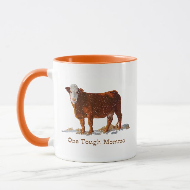 Tasse Vache à Hereford : Une maman dure : Le jour de (Gauche)
