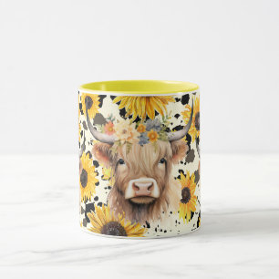 Tasse Vache Mignonne Fleur jaune Design Animal de