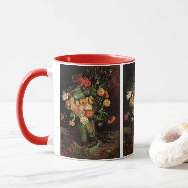 Tasse Vase avec Zinnias et Geraniums, Vincent van Gogh (Avec donut)