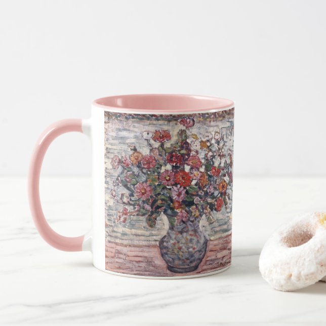 Tasse Vase de fleurs, Zinnias de Maurice Prendergast (Avec donut)
