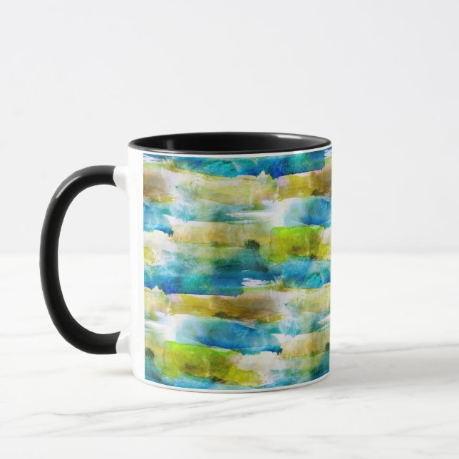 Tasse Vert abstrait d'aquarelle, bleu (Gauche)