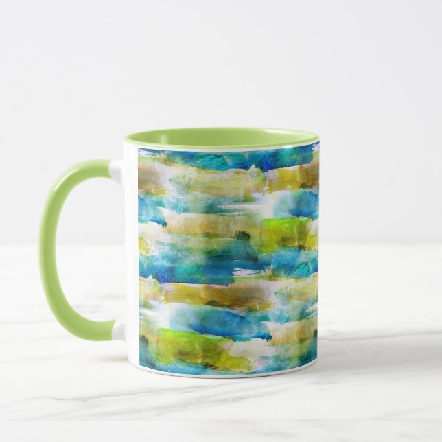 Tasse Vert abstrait d'aquarelle, bleu (Gauche)