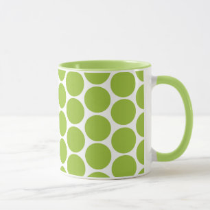 TASSE VERT DE LIME MODERNE, POIS BLANCS