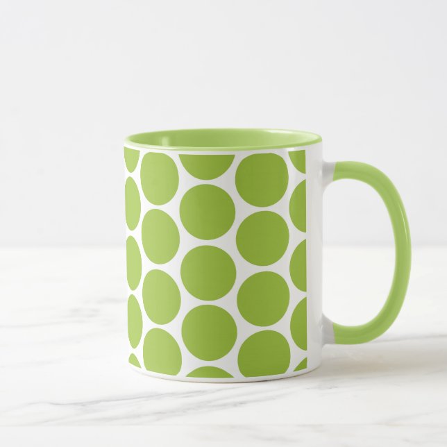 TASSE VERT DE LIME MODERNE, POIS BLANCS (Droite)