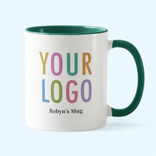 Tasse verte bicolore personnalisée avec logo et no