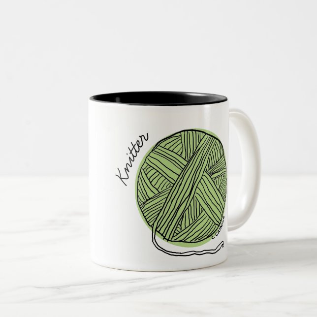 Tasse verte de tricoteuse de boule de fil (Devant droit)