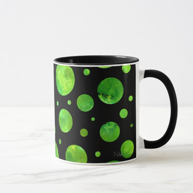 Tasse verte noire et blanche de pois (Droite)