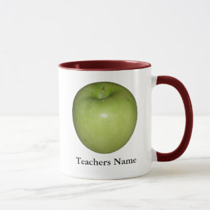Tasse verte personnalisée de professeurs d'Apple