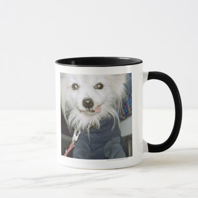 Tasse Vêtements de port d'un chien blanc (Droite)
