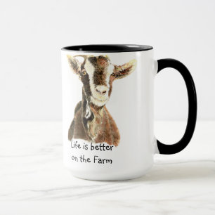 Tasse Vie meilleure à la ferme, chèvre, animal, amusemen