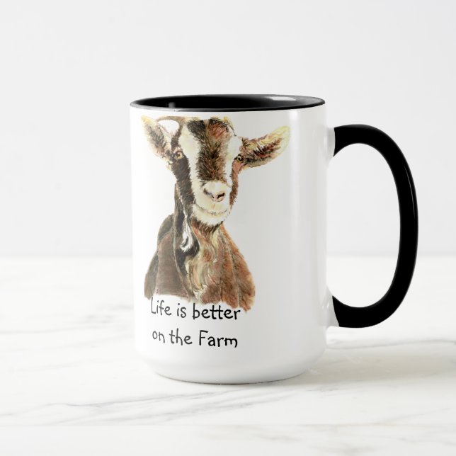 Tasse Vie meilleure à la ferme, chèvre, animal, amusemen (Droite)