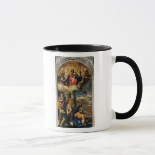 Tasse Vierge et enfant avec des musiciens et des saints