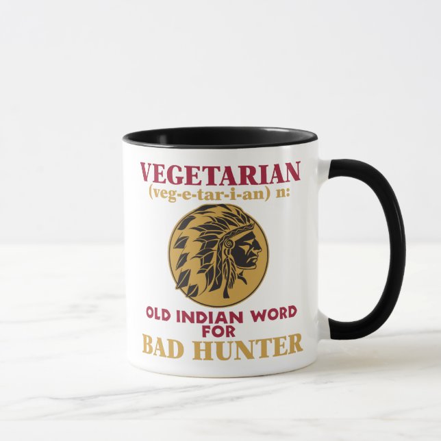 Tasse Vieux mot indien végétarien pour le mauvais (Droite)