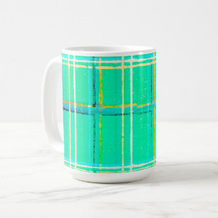 Tasse vintage à carreaux vert aqua