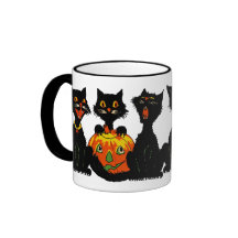 Tasse vintage de chats noirs de Halloween des