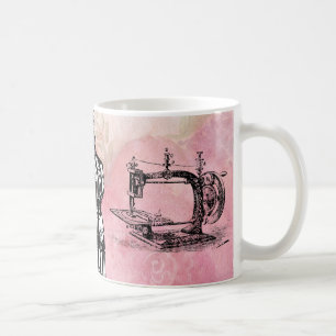 Tasse vintage de machine à coudre et de café de