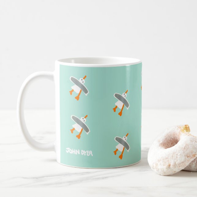 Tasse vintage de mouette de vert de style par le (Avec donut)