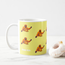 Tasse vintage d'orang-outan de jaune de style par