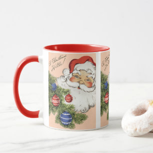 Tasse Vintage Noël Bonjour ! Jolly Santa Claus