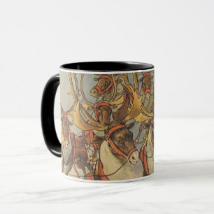 Tasse Vintage Noël Père Noël Sleigh avec Reindeer