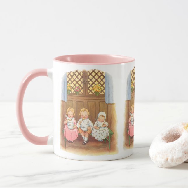 Tasse Vintage Pease Porridge Hot Childrens Nursery Rhyme (Avec donut)