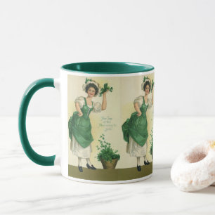 Tasse Vintage St. Patrick's Day Irish Lass avec Clovers