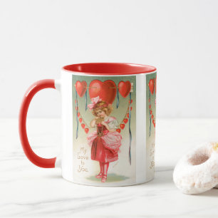 Tasse Vintage Valentines Day, Victorian Girl with Heart
