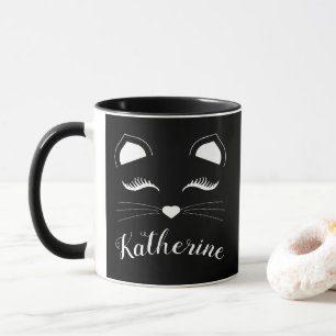 Tasse Visage de chat noir et blanc
