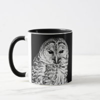 Visage noir et blanc de hibou barré