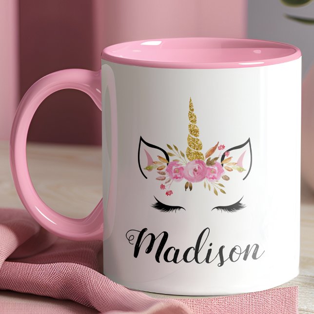 Tasse Visage Unicorne avec cils Nom personnalisé (Créateur téléchargé)