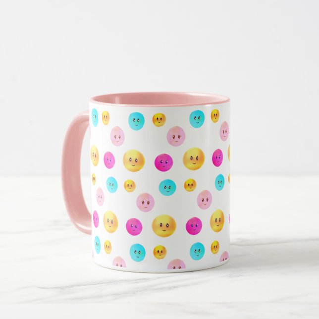 Tasse Visages Heureux Multicolores Mignons Moderne (Devant gauche)